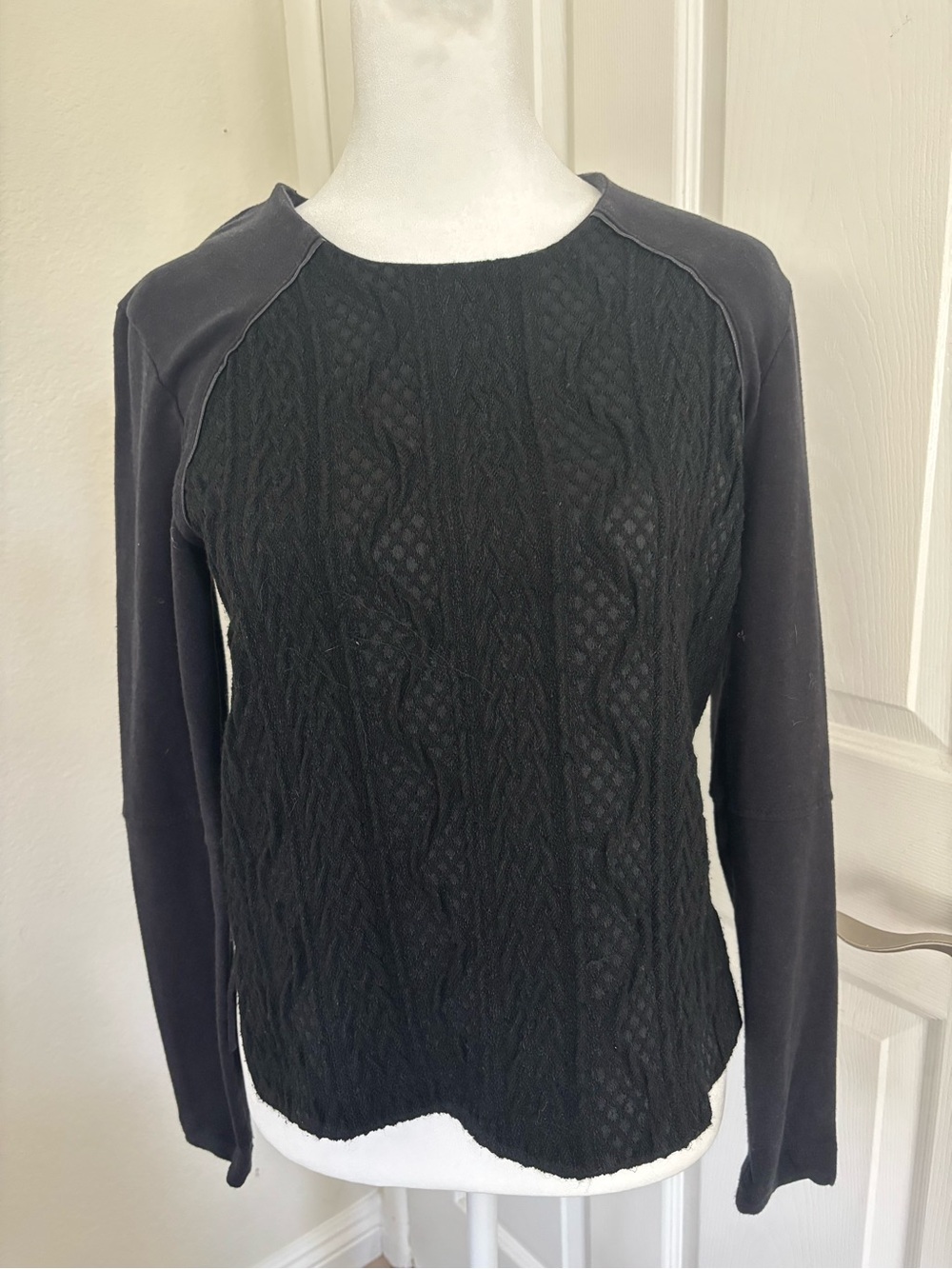 Generation Love Black Textured Knit Raglan Sleeve Sweatshirt